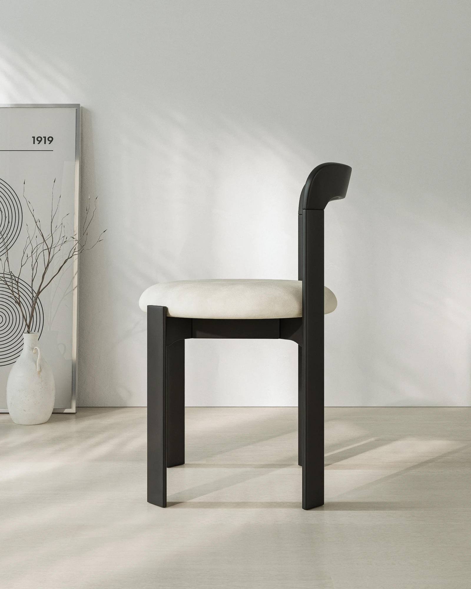 Black-Frame Padded Chair image 1